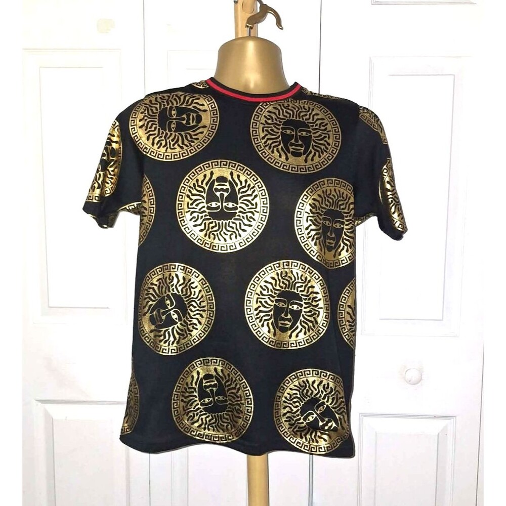 Drill Black Gold Celestial Sun Graphic Print Short Sleeve T-Shirt Men's Sm Indie
